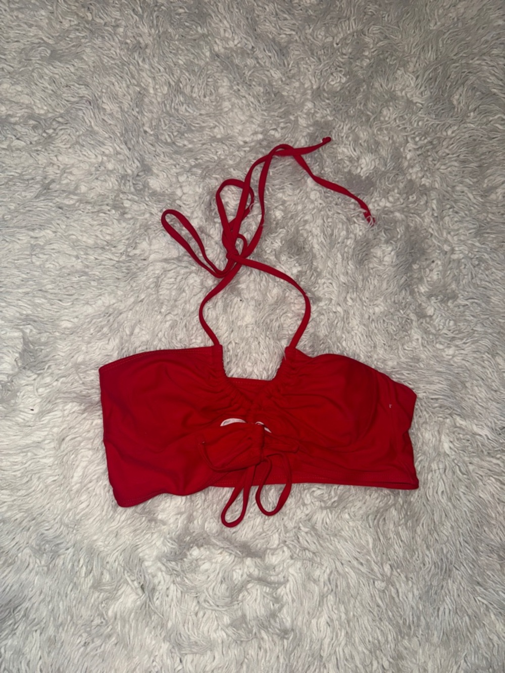 Red Halter Tie-Front Bikini Top
